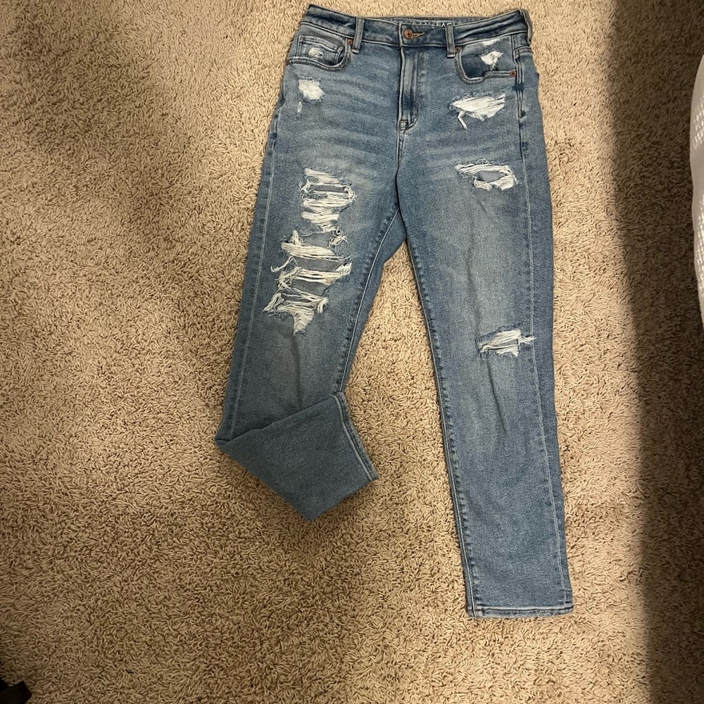 Women's Distressed Blue Jeans